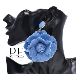 Denim fleur statement Earrings