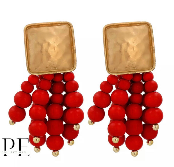 Red Bamboo Earrings